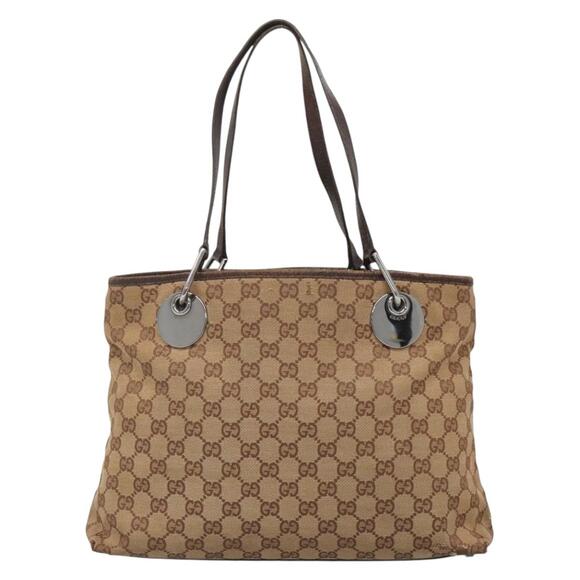 GUCCI GG Canvas Hand Bag Beige Gold - Picture 2 of 16